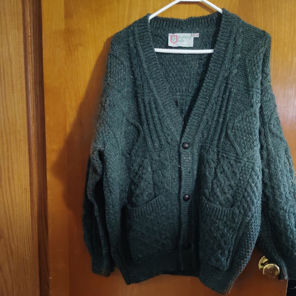 Classic Green Cable Knit Cardigan